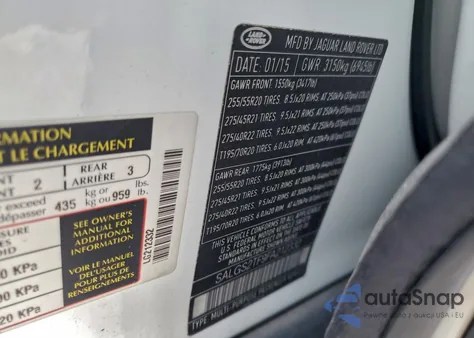 2015 Land Rover Range Rover Supercharged z USA, uszkodzony, nr VIN SALGS2TF9FA21332